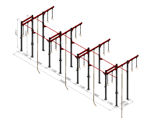 Cluster Elite Rig 3.0 - 4 Bay (with Gymnastic Rings)